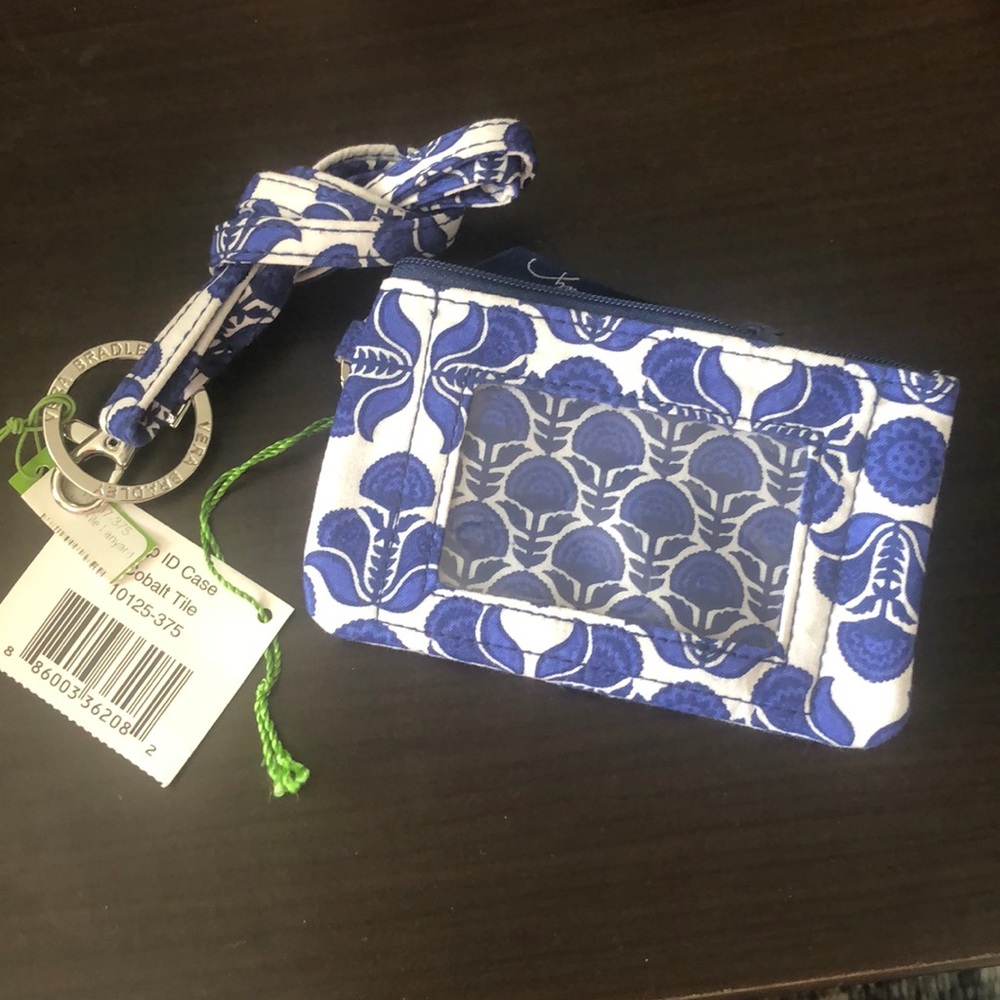 Vera Bradley ZIP ID Case & Lanyard in Cobalt Tile